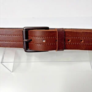 Mens Brown Genuine Leather Belt Classic Buckle 39" Neutral GUC Everyday Business